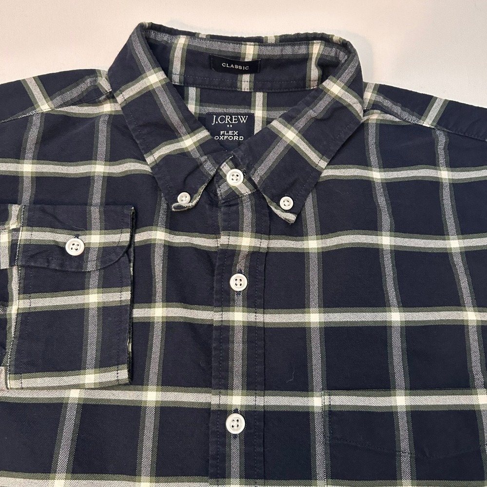 J.Crew Men's L‎ Classic Fit Flex Oxford Plaid Button Down Shirt Casual Preppy
